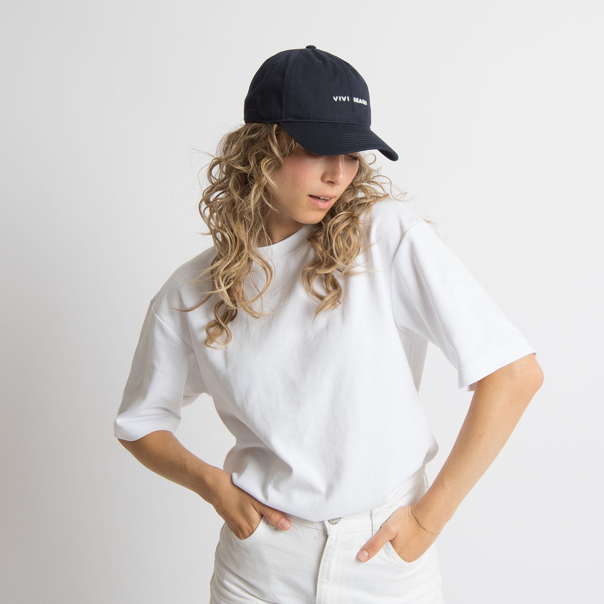 Cap solid navy/white - VIVI MARI