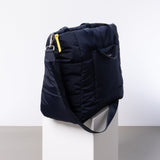 padded tote bag large + strap basic woven slim - navy - VIVI MARI