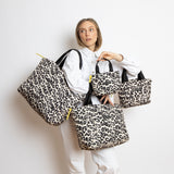 padded tote bag mini + strap basic woven slim - leo splashes black/sand - VIVI MARI