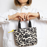 padded tote bag mini + strap basic woven slim - leo splashes black/sand - VIVI MARI
