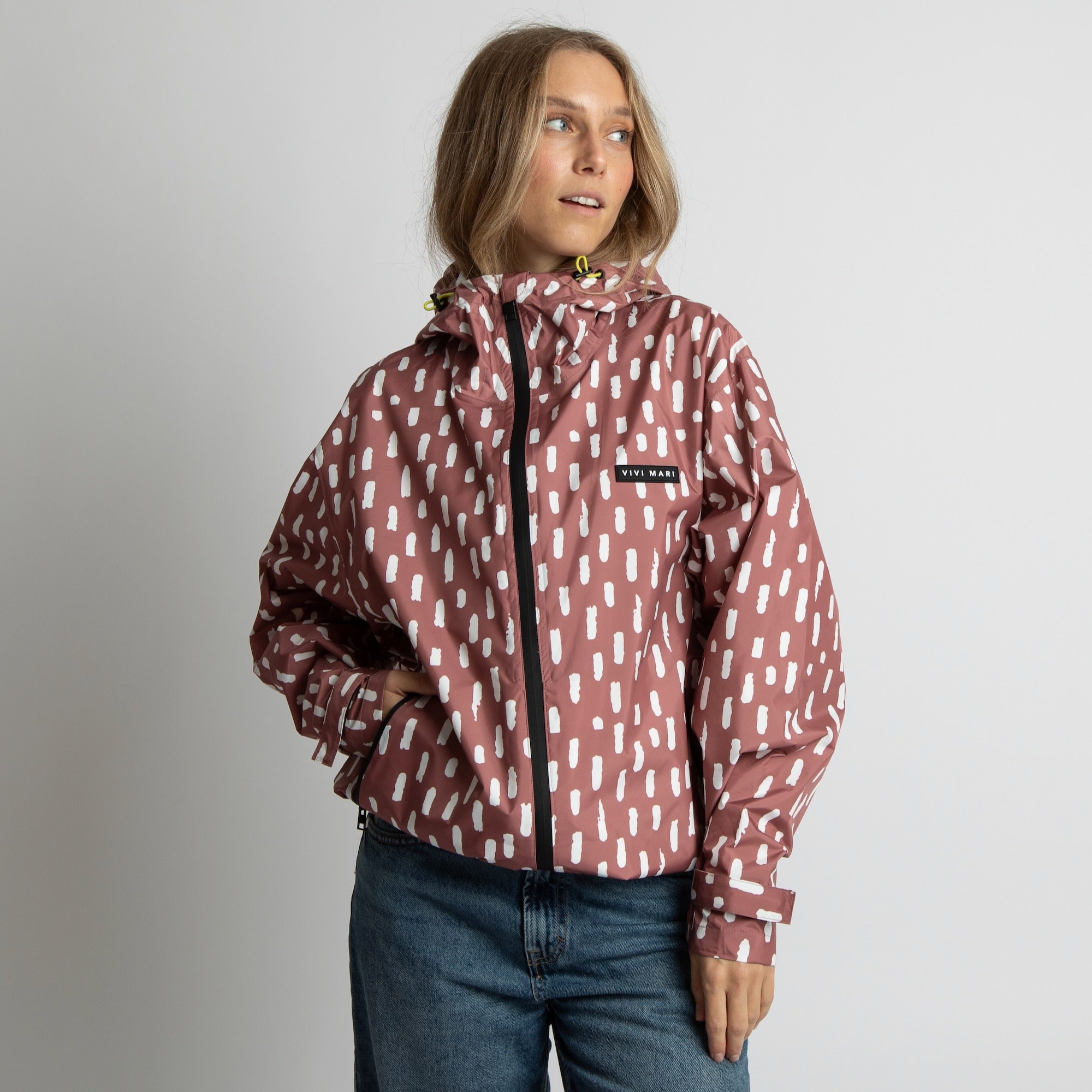 Rain Jacket drops mauve/white - VIVI MARI