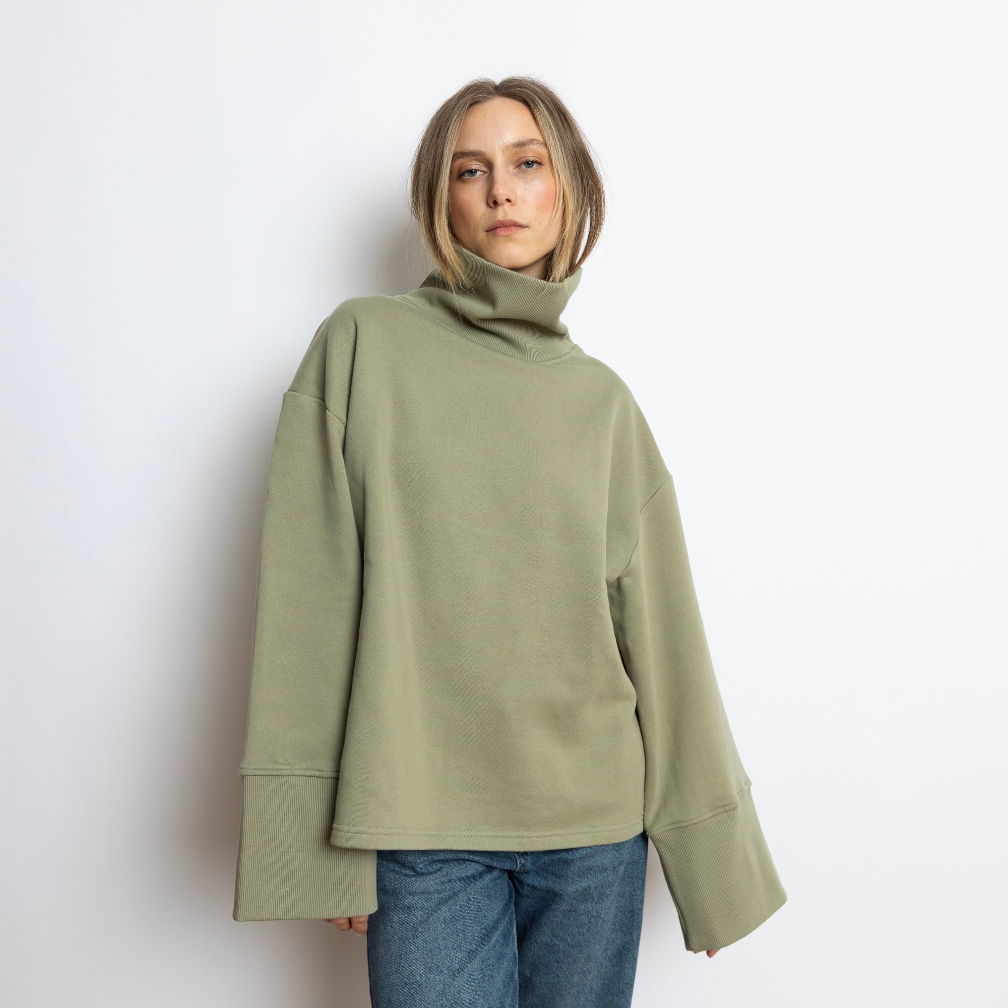 thumbnail image 2 of Made By Olivia Women's Mock Neck Long Sleeve Turtleneck Slim Fit Sweater Top Off White L 2 of 13