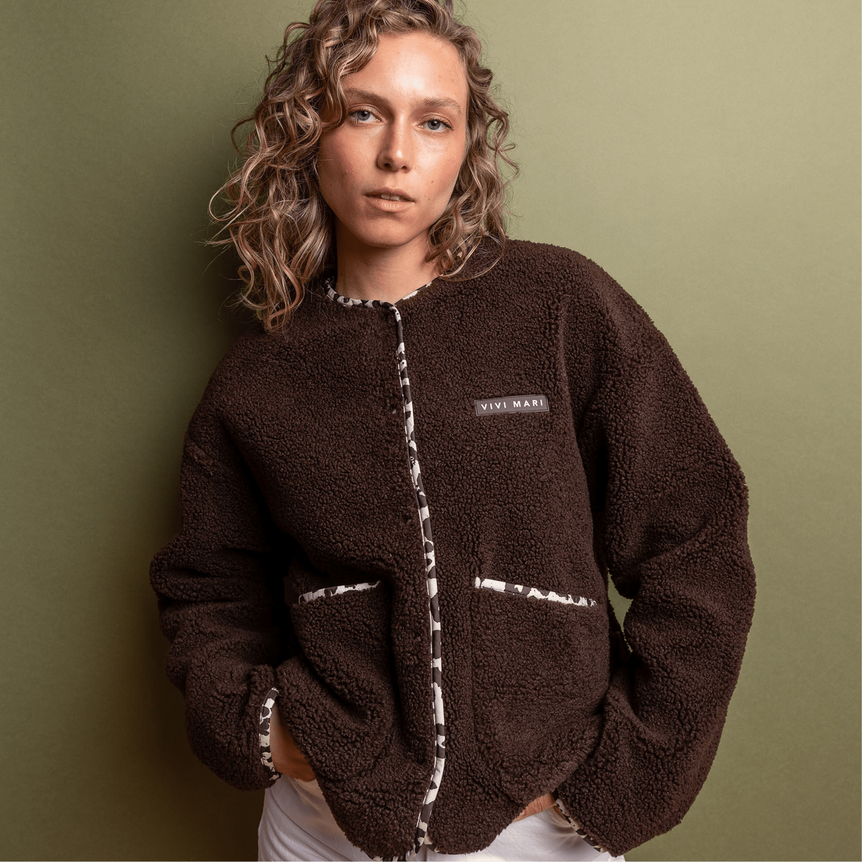 Teddy Fleece Jacket - chocolate - VIVI MARI