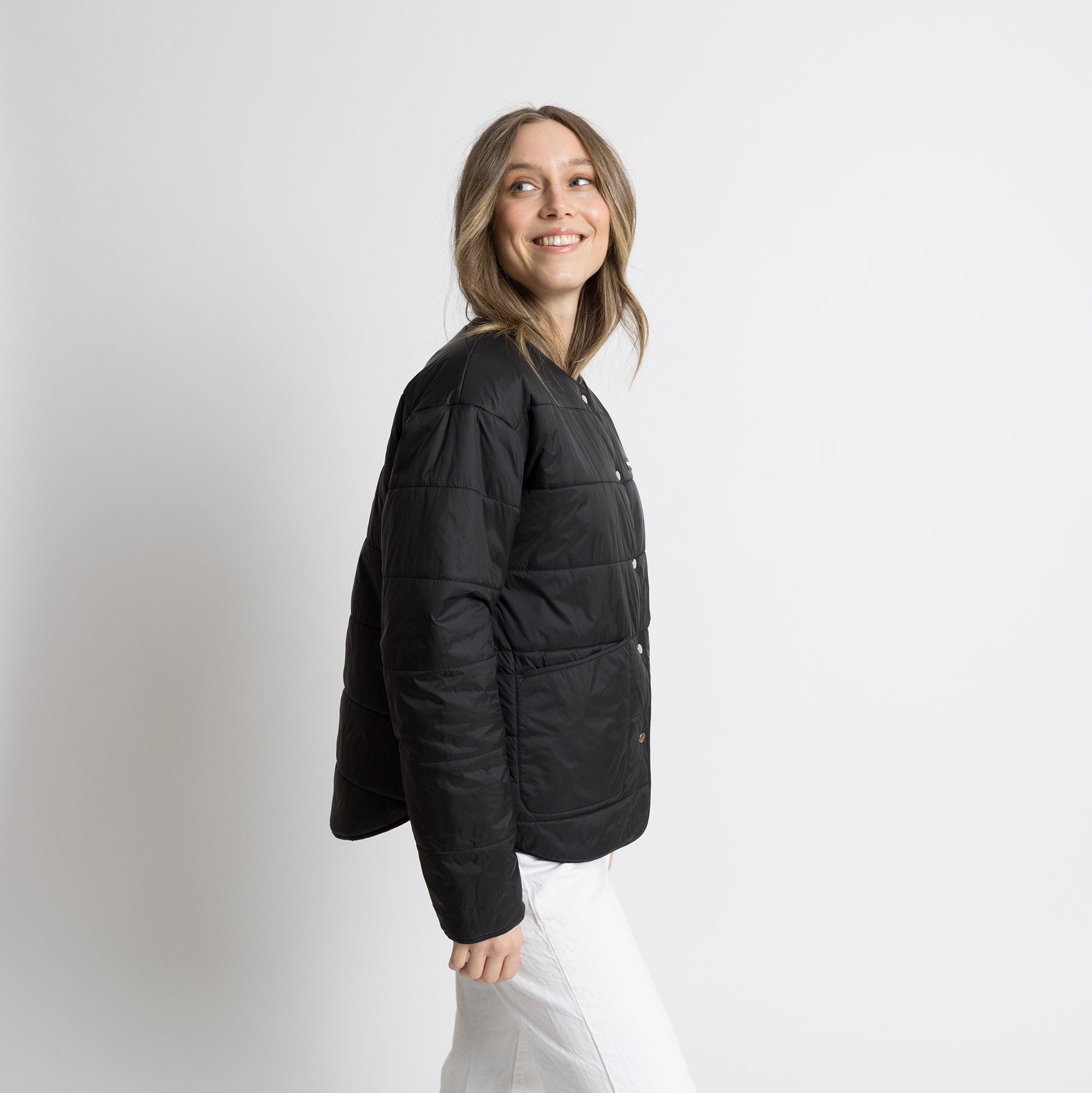 Ultra Light Puffer Jacket black/bold stripes black - sand - VIVI MARI