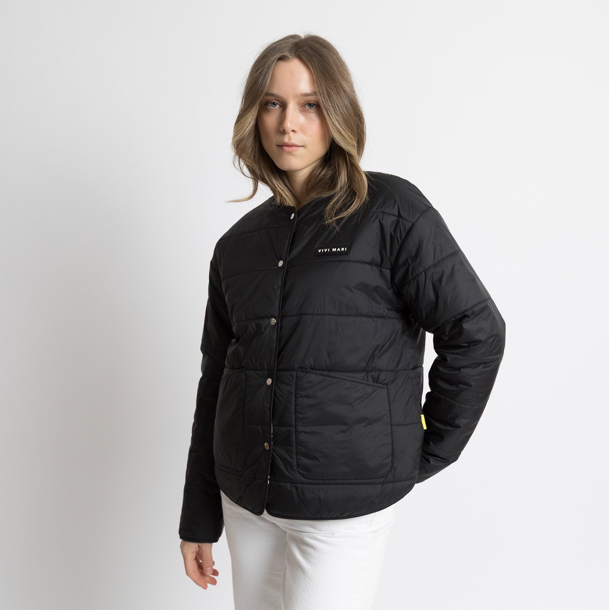 Ultra Light Puffer Jacket black/bold stripes black - sand - VIVI MARI