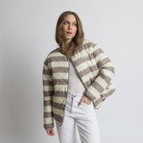 Ultra Light Puffer Jacket mushroom/bold stripes mushroom - sand - VIVI MARI