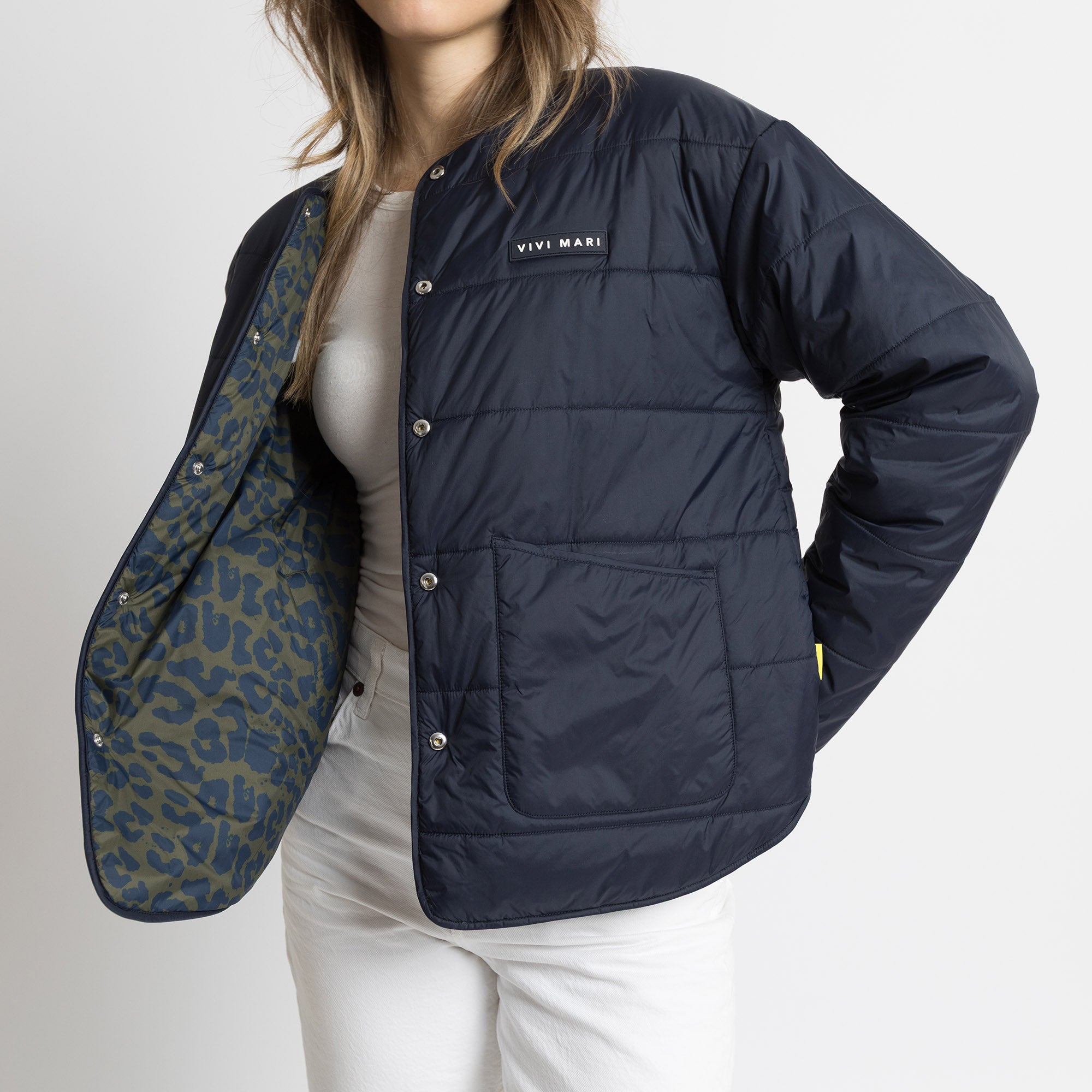 Ultra Light Puffer Jacket navy/leo navy - olive - VIVI MARI