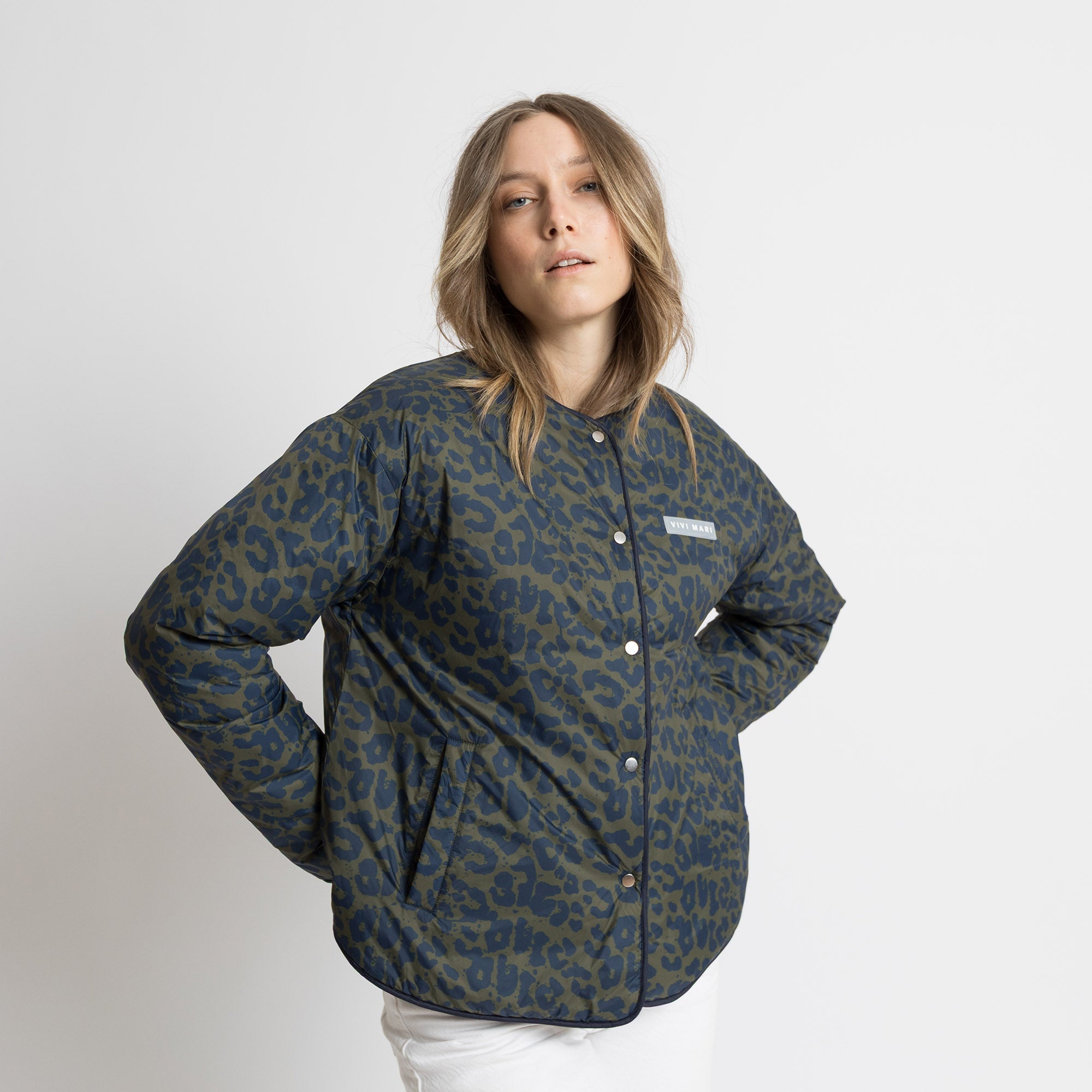 Ultra Light Puffer Jacket navy/leo navy - olive - VIVI MARI