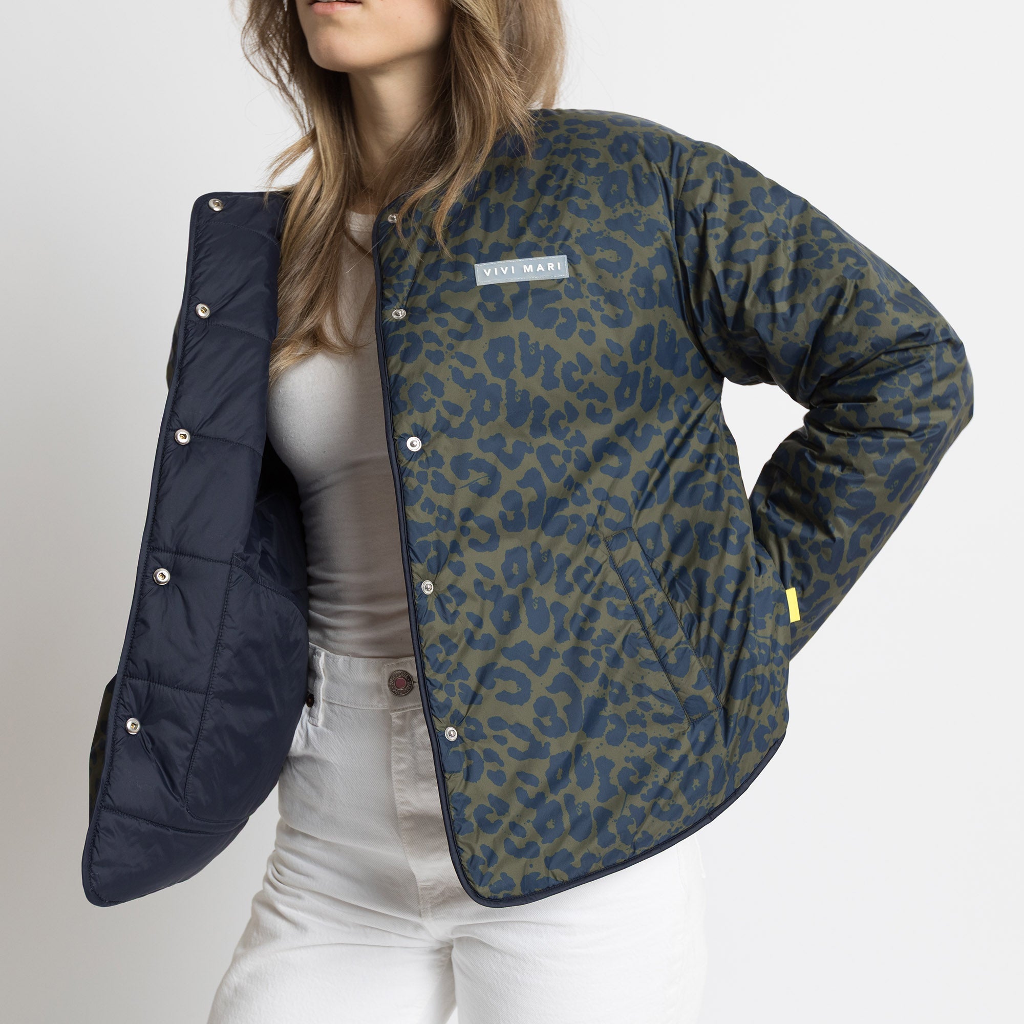 Ultra Light Puffer Jacket navy/leo navy - olive - VIVI MARI