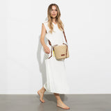 bucket bag straw + strap basic - tan