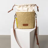 bucket bag straw + strap basic - tan