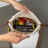bucket bag straw + strap basic - tan