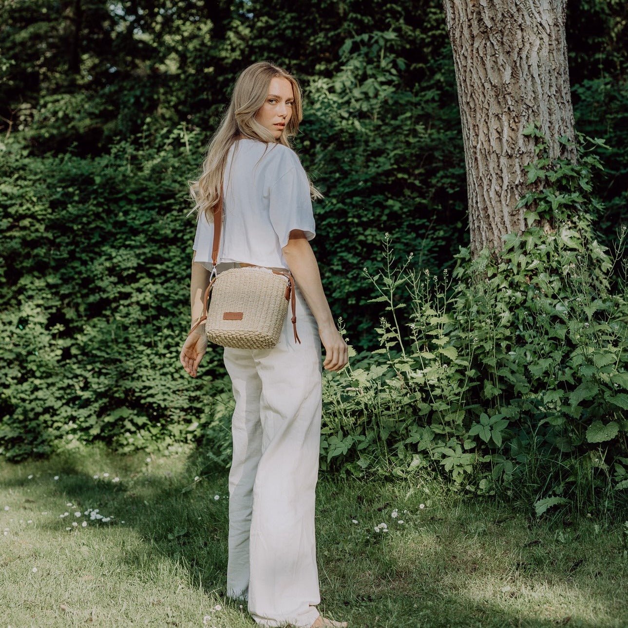 Bucket Bag Straw - tan - VIVI MARI