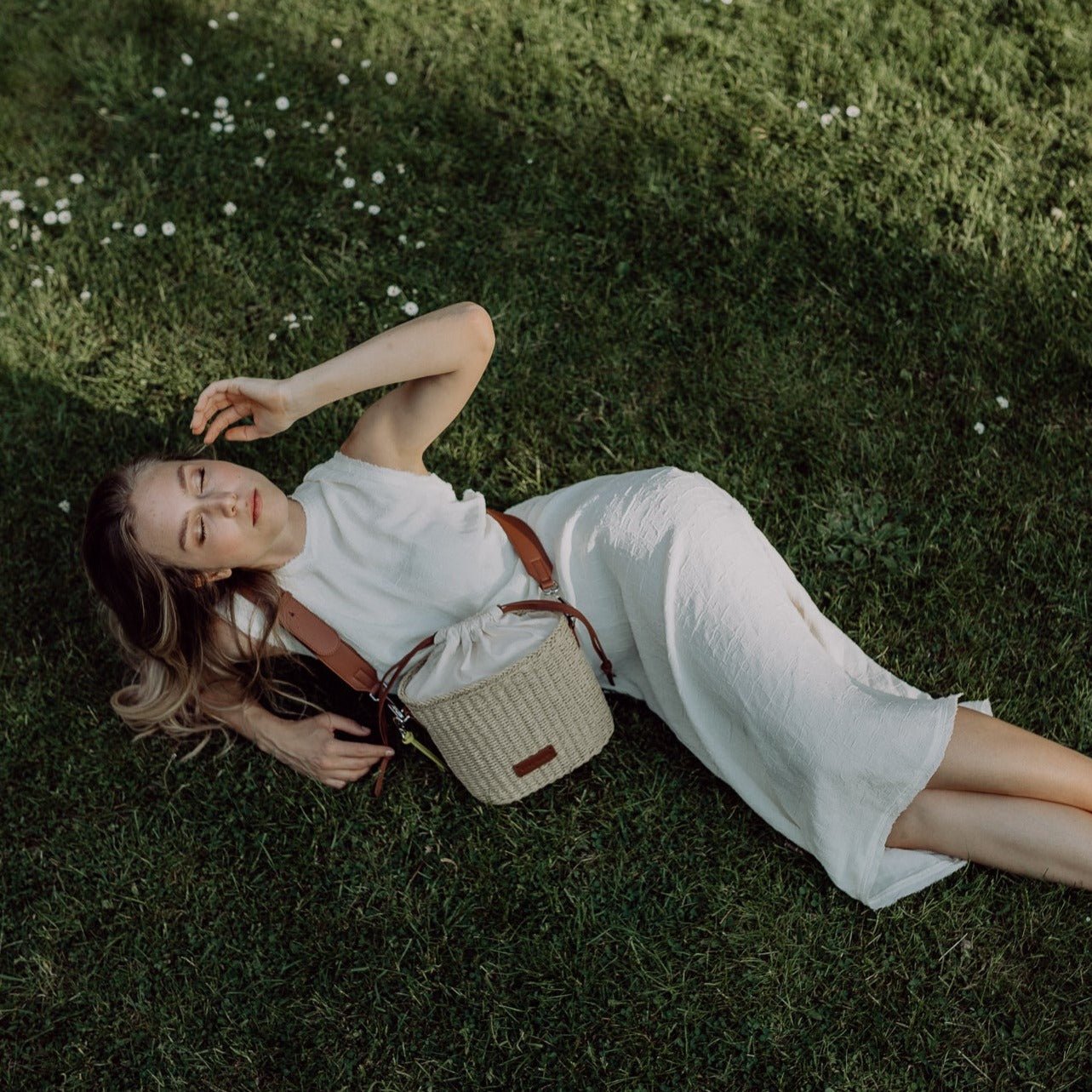 Bucket Bag Straw - tan - VIVI MARI