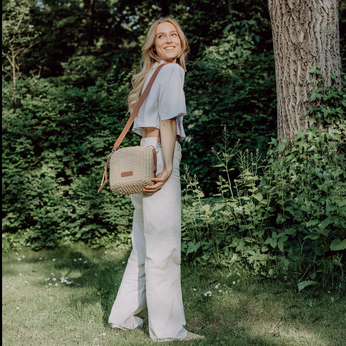 Bucket Bag Straw - tan - VIVI MARI