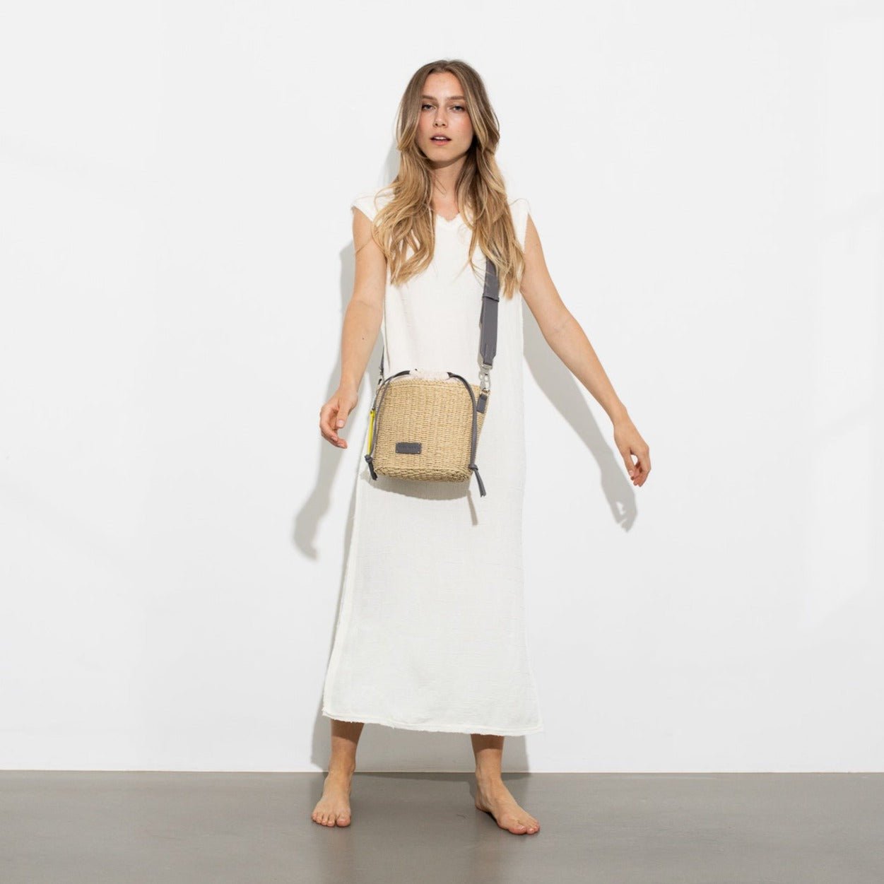 Bucket Bag Straw - taupe - VIVI MARI