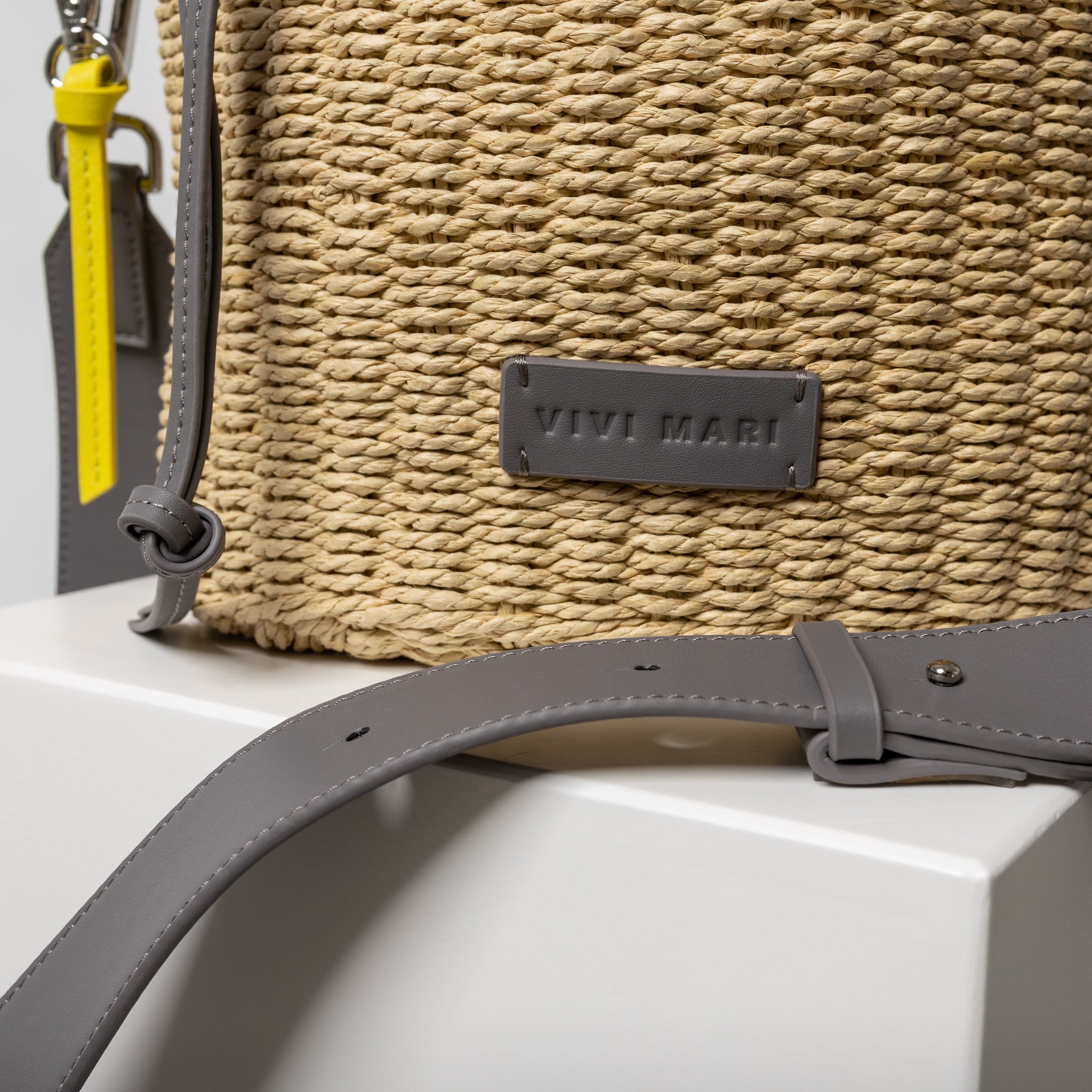 Bucket Bag Straw - taupe - VIVI MARI