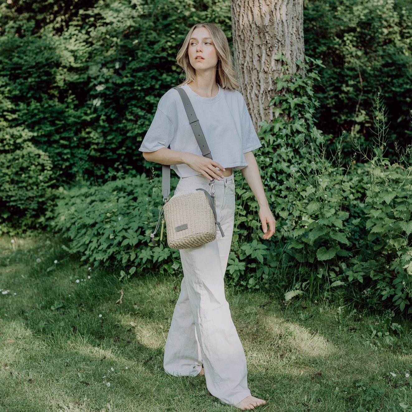 Bucket Bag Straw - taupe - VIVI MARI