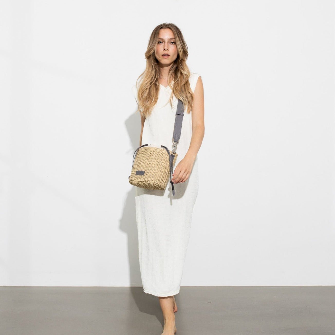Bucket Bag Straw - taupe - VIVI MARI