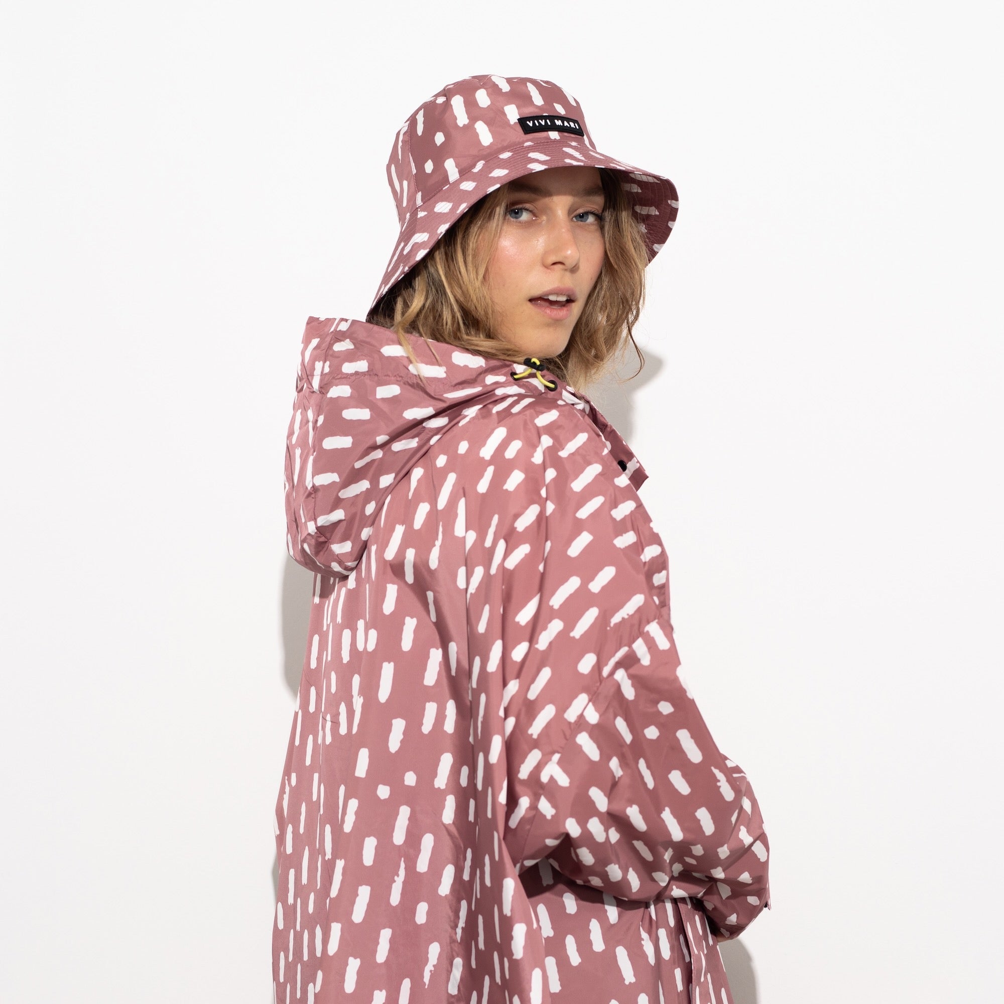 Bucket Hat drops mauve/white - VIVI MARI