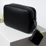 crossbody bag small + strap basic woven - black - VIVI MARI