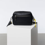 crossbody bag small + strap basic woven - black - VIVI MARI
