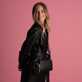 crossbody bag small + strap basic woven - black - VIVI MARI