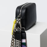 crossbody bag small + strap basic woven - black - VIVI MARI