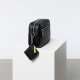 crossbody bag small + strap basic woven - black - VIVI MARI