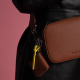 crossbody bag small + strap basic woven - tan - VIVI MARI
