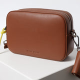 crossbody bag small + strap basic woven - tan - VIVI MARI
