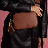 crossbody bag small + strap basic woven - tan - VIVI MARI