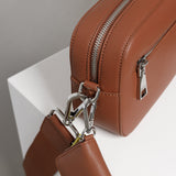 crossbody bag small + strap basic woven - tan - VIVI MARI