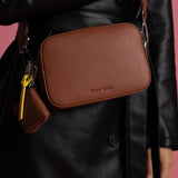 crossbody bag small + strap basic woven - tan - VIVI MARI