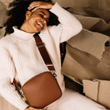 crossbody bag + strap basic woven - tan - VIVI MARI