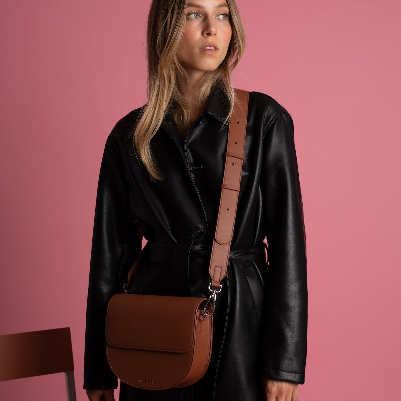 halfmoon bag + strap basic belt - tan - VIVI MARI