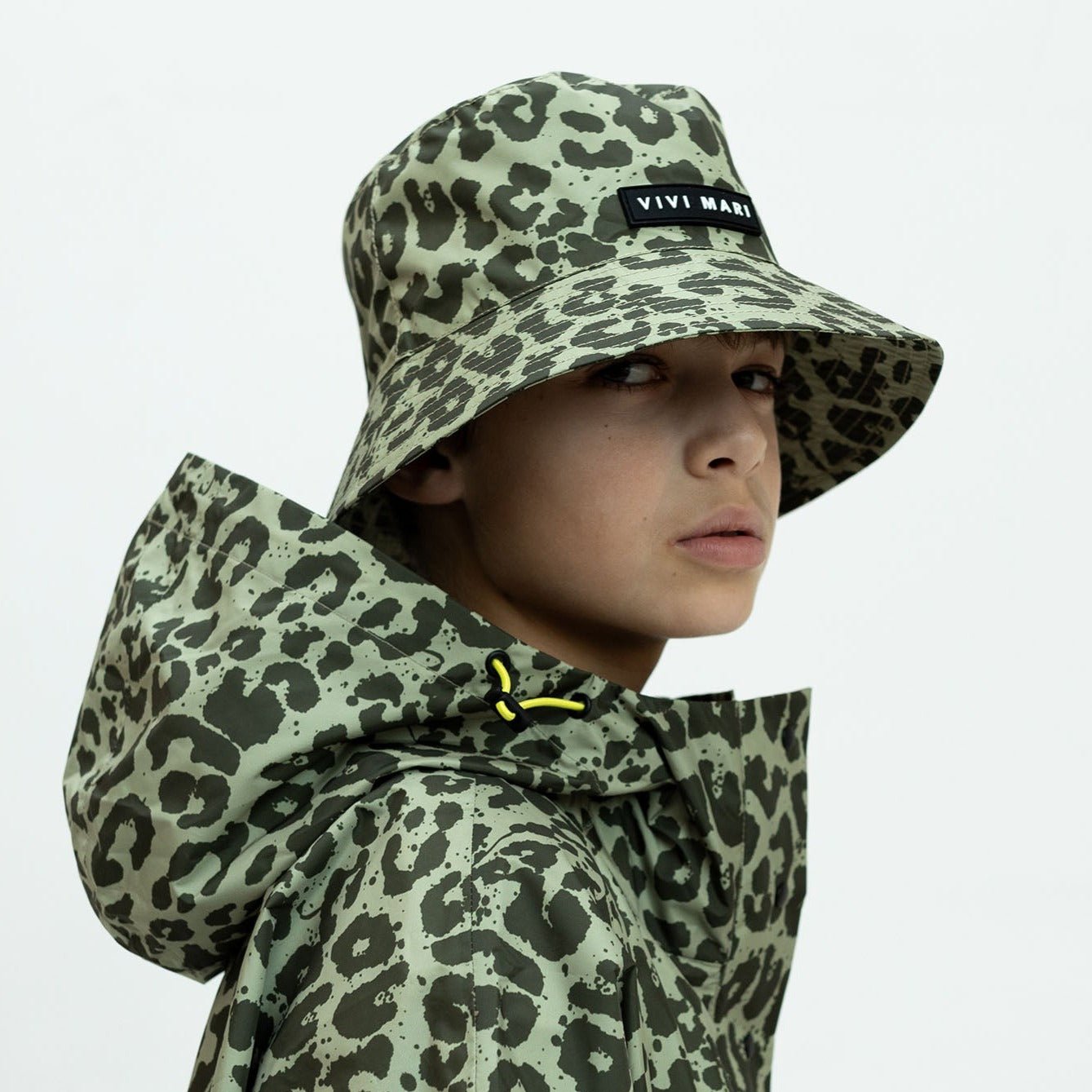 Kids Bucket Hat leo splashes olive/pale olive - VIVI MARI