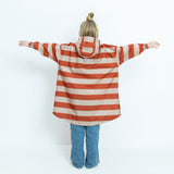 Kids Raincoat bold stripes cinnamon/latte - VIVI MARI