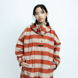 Kids Raincoat bold stripes cinnamon/latte - VIVI MARI