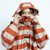 Kids Raincoat bold stripes cinnamon/latte - VIVI MARI