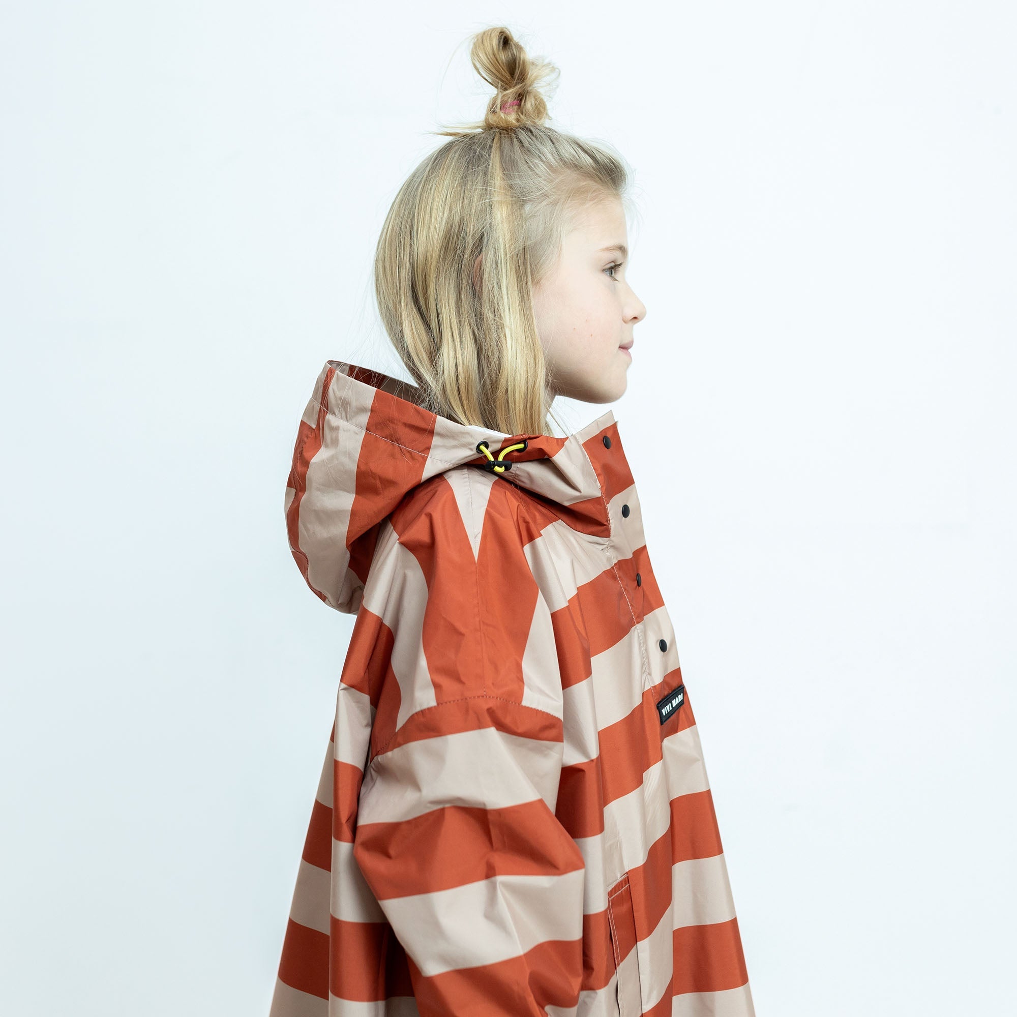 Kids Raincoat bold stripes cinnamon/latte - VIVI MARI