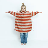 Kids Raincoat bold stripes cinnamon/latte - VIVI MARI