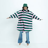 Kids Raincoat bold stripes green/rosé - VIVI MARI