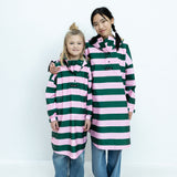 Kids Raincoat bold stripes green/rosé - VIVI MARI
