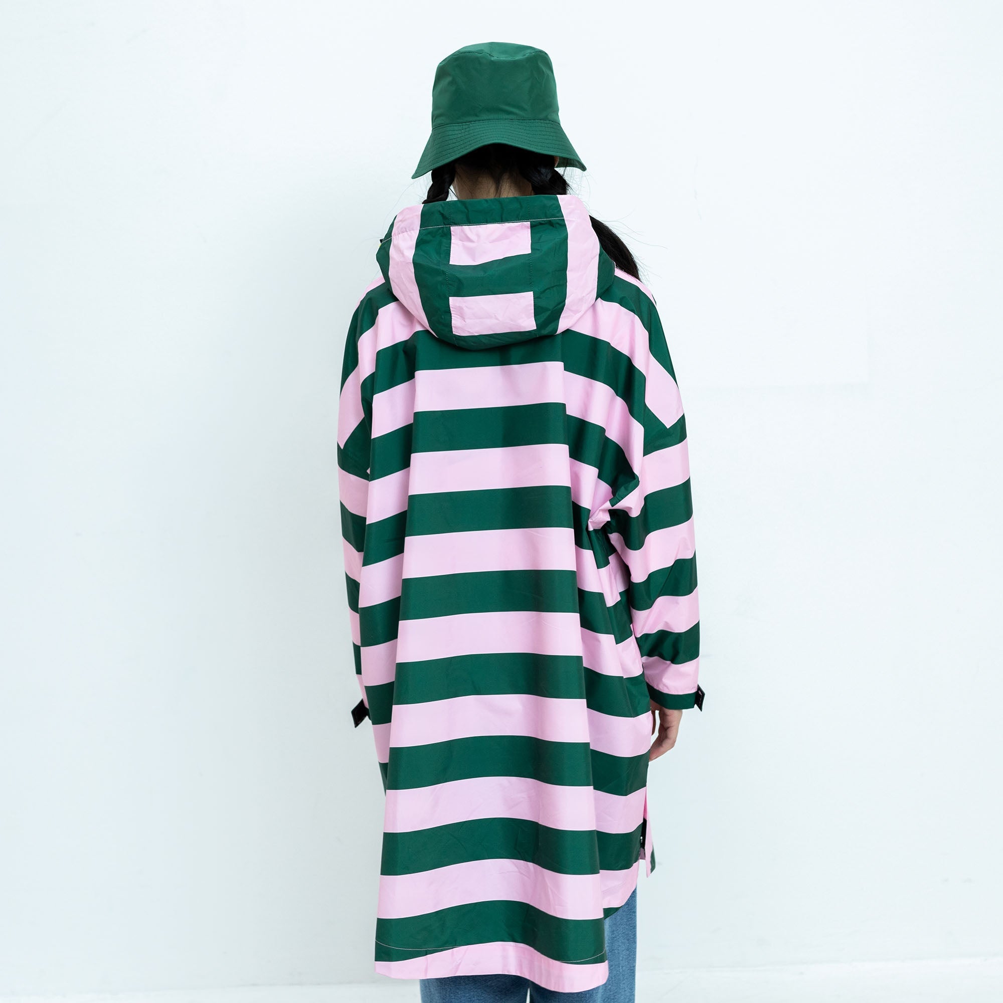Kids Raincoat bold stripes green/rosé - VIVI MARI