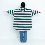 Kids Raincoat bold stripes green/rosé - VIVI MARI