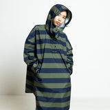 Kids Raincoat bold stripes navy/olive - VIVI MARI