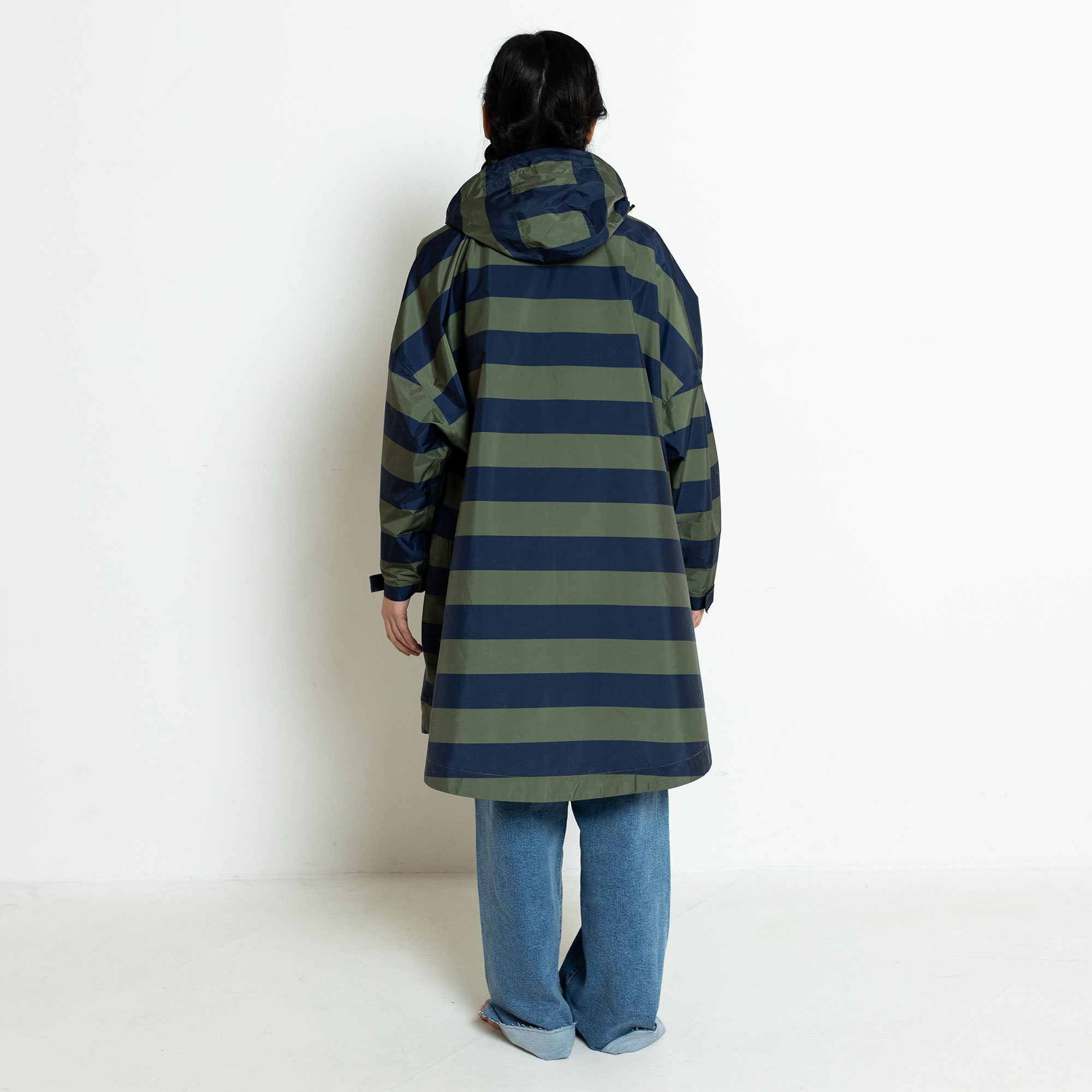 Kids Raincoat bold stripes navy/olive - VIVI MARI