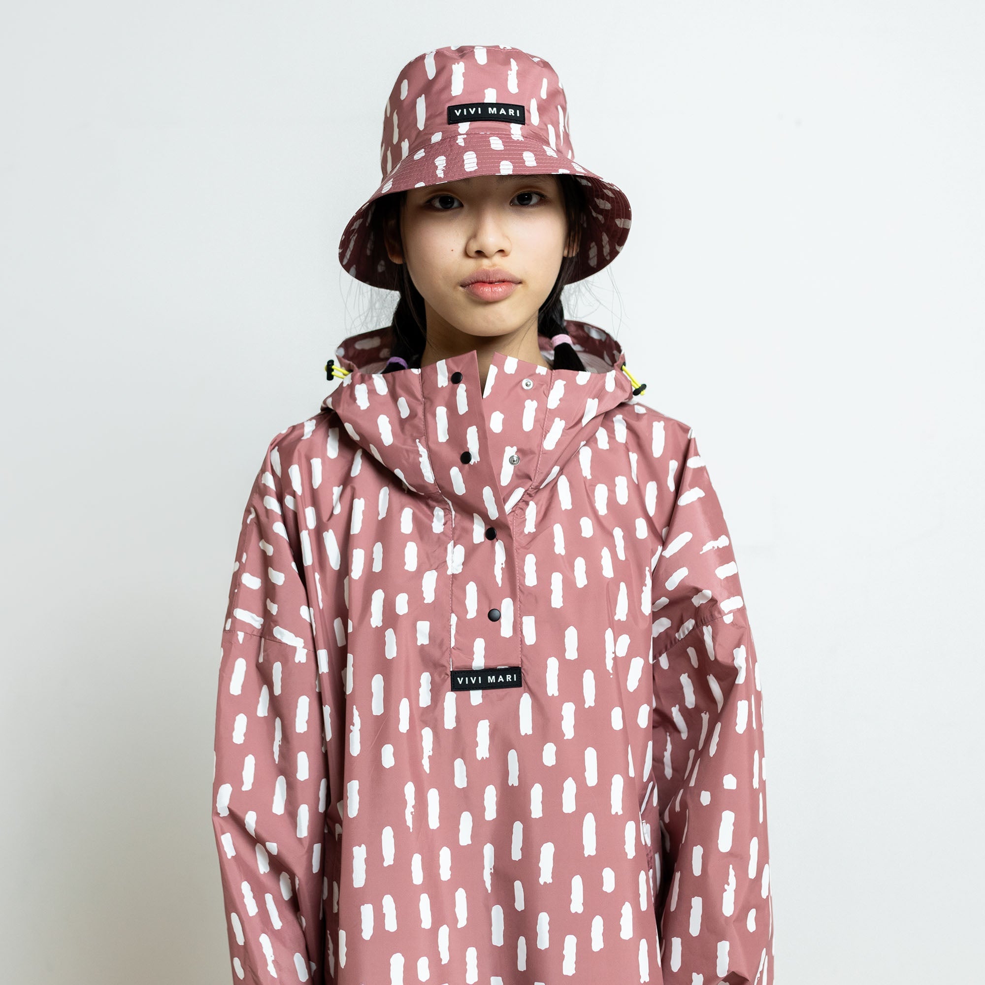 Kids Raincoat drops mauve/white - VIVI MARI