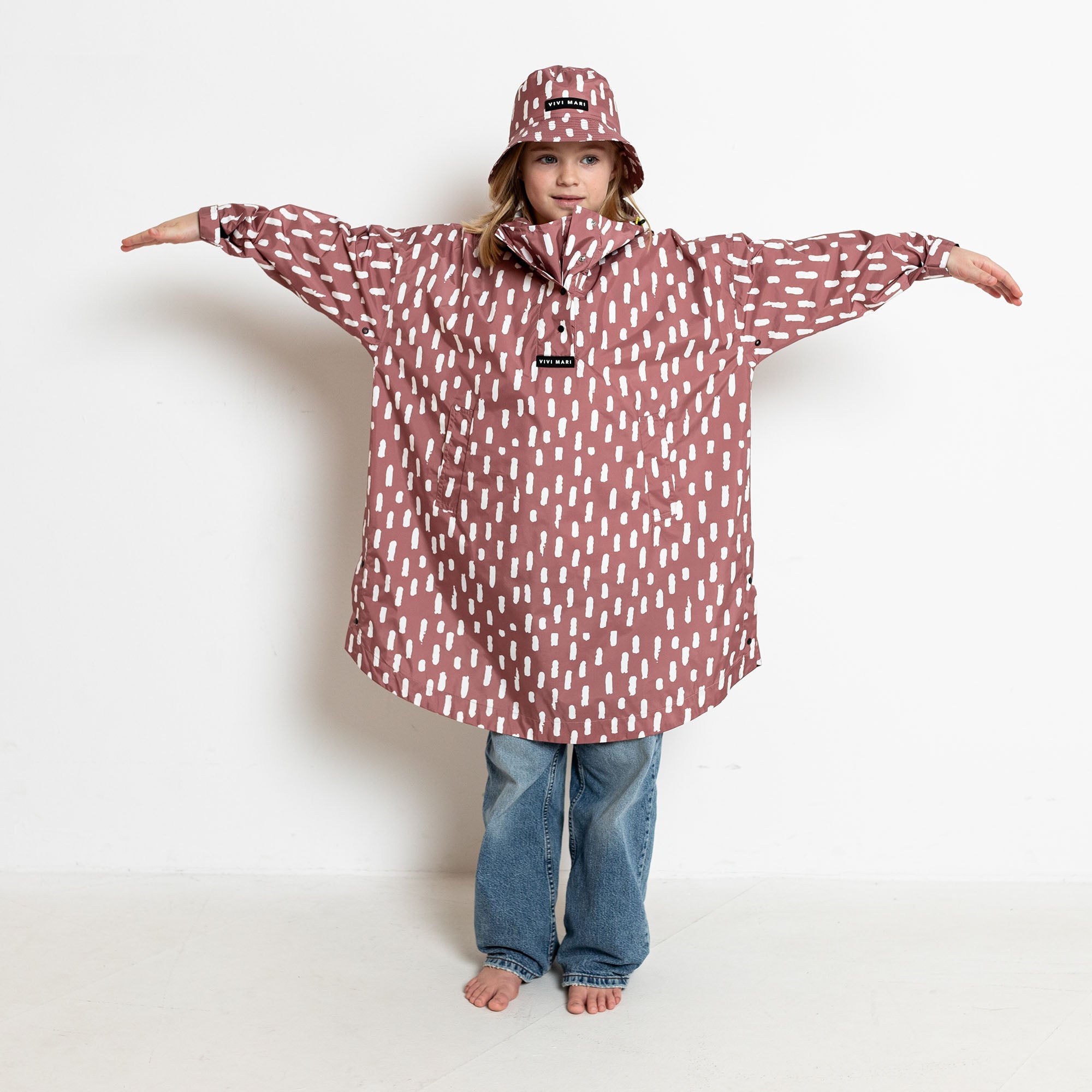 Kids Raincoat drops mauve/white - VIVI MARI
